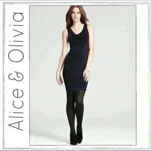 Alice + Olivia Ruched Shimmery Black Dress Size 0